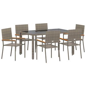 vidaXL Ensemble de salle &agrave; manger pour jardin 7 pcs Gris polyrotin