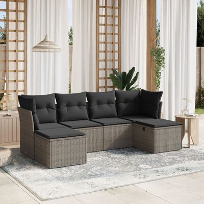 vidaXL Salon de jardin 6 pcs avec coussins gris résine tressée