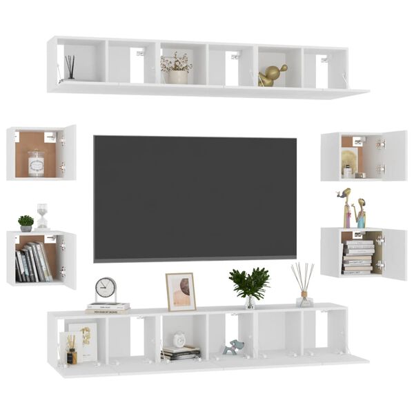 vidaXL Ensemble de meubles TV 10 pcs Blanc Bois d'ing&eacute;nierie