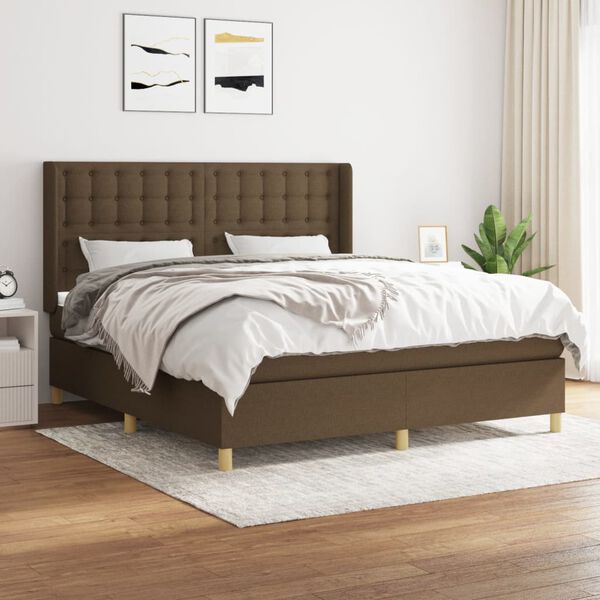 vidaXL Sommier &agrave; lattes de lit avec matelas Marron fonc&eacute; 160x200 cm