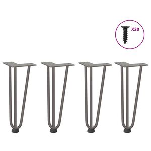 vidaXL Pieds en épingle à cheveux pour table basse 4 pièces Acier naturel 30 cm Acier massif