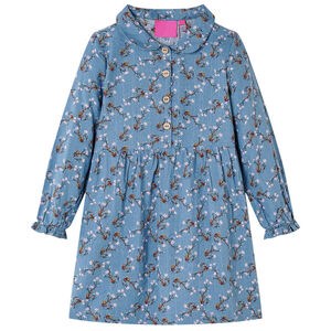 Robe pour enfants &agrave; manches longues bleu essence 92