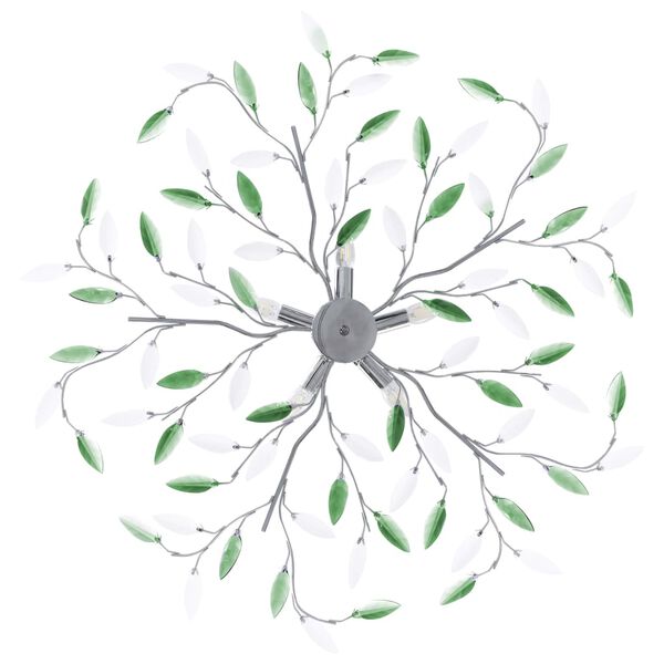 vidaXL Plafonnier &agrave; bras en cristal acrylique 5 ampoules E14 Vert