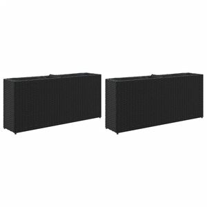 vidaXL Jardini&egrave;res avec 2 pots 2 pcs noir 90x20x40 cm r&eacute;sine tress&eacute;e
