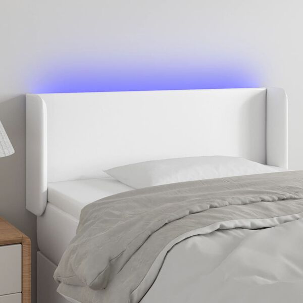 vidaXL T&ecirc;te de lit &agrave; LED Blanc 83x16x78/88 cm Similicuir