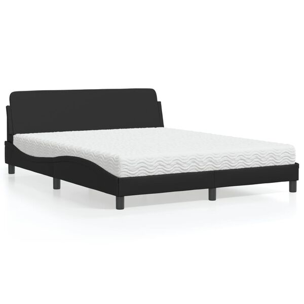 vidaXL Lit avec matelas Dover noir 160x200 cm similicuir