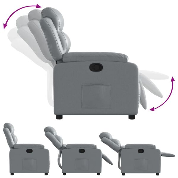 vidaXL Fauteuil inclinable Gris Similicuir