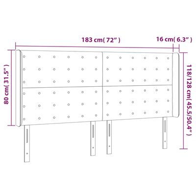 vidaXL Tête de lit à LED Cappuccino 183x16x118/128 cm Similicuir