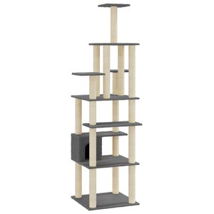 vidaXL Arbre &agrave; chat avec griffoirs en sisal Gris fonc&eacute; 183 cm