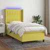 vidaXL Sommier &agrave; lattes de lit matelas et LED Vert 90x190 cm Tissu