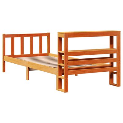 vidaXL Cadre de lit et tête de lit sans matelas cire marron 100x200 cm