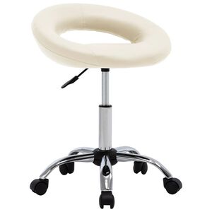 vidaXL Chaise de travail roulante Cr&egrave;me Similicuir