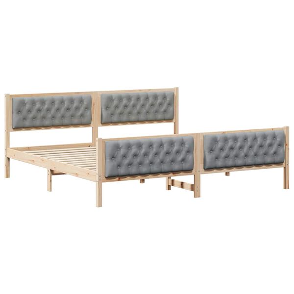 vidaXL Cadre de lit Gris clair 200 x 200 cm Pin massif