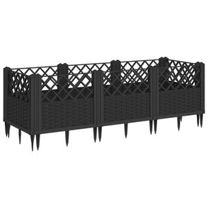 vidaXL Jardini&egrave;re avec piquets noir 123,5x43,5x43,5 cm PP