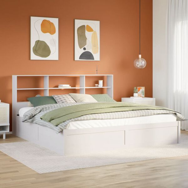 vidaXL Cadre de lit sans matelas blanc 200x200 cm bois massif de pin