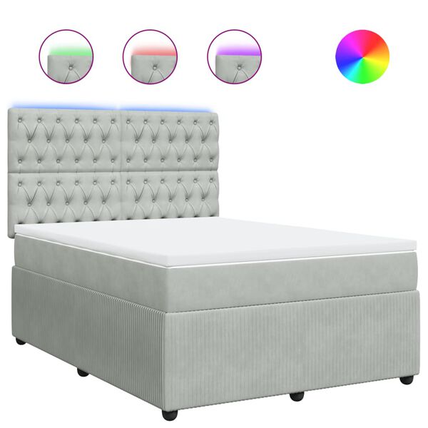 vidaXL Sommier &agrave; lattes de lit et matelas Gris clair 140x200cm Velours