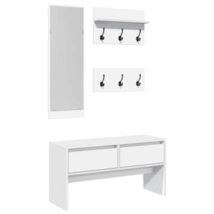vidaXL Ensemble de meubles de couloir 4 pcs blanc bois d'ing&eacute;nierie