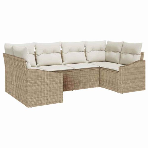 vidaXL Ensemble de canap&eacute; de jardin 6 pcs Beige Poly rotin