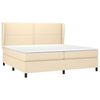 vidaXL Sommier &agrave; lattes de lit avec matelas Cr&egrave;me 200x200 cm Tissu