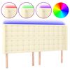 vidaXL T&ecirc;te de lit &agrave; LED Cr&egrave;me 163x16x118/128 cm Similicuir