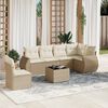 vidaXL Salon de jardin avec coussins 7 pcs beige r&eacute;sine tress&eacute;e
