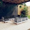 vidaXL Salon de jardin 11 pcs avec coussins blanc bois de pin solide