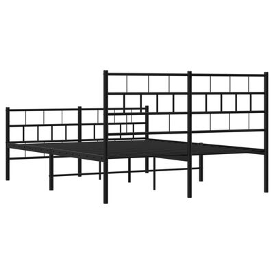 vidaXL Cadre de lit métal sans matelas avec pied de lit noir 135x190cm