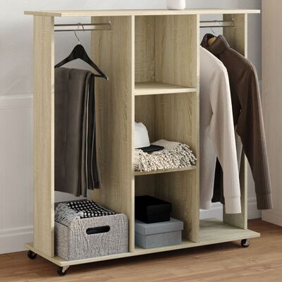 vidaXL Garde-robe avec roues chêne sonoma 102x38x110cm bois ingénierie