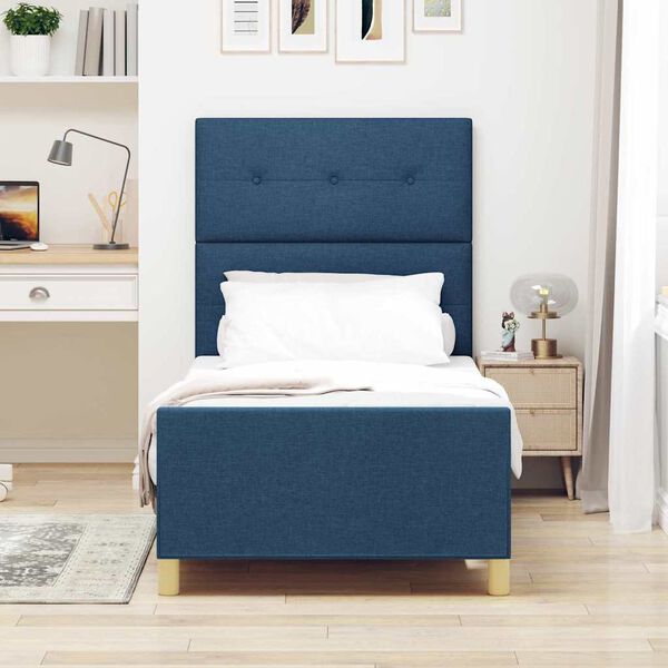 vidaXL Cadre de lit avec t&ecirc;te de lit Bleu 100 x 200 cm tissu