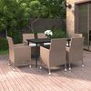vidaXL Ensemble &agrave; manger de jardin coussins 7 pcs R&eacute;sine tress&eacute;e Verre