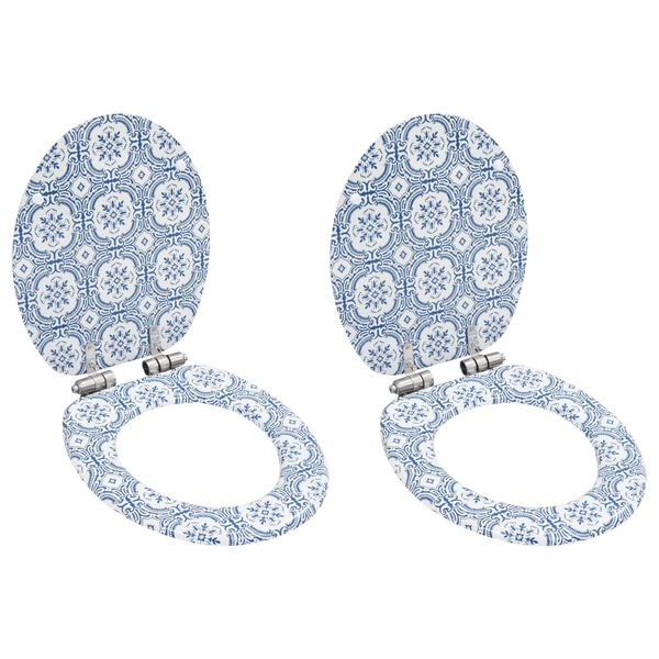 vidaXL lot de 2 Si&egrave;ges WC MDF Couvercle &agrave; fermeture douceur Porcelaine
