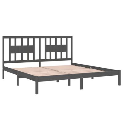 vidaXL Cadre de lit sans matelas gris bois massif 200x200 cm