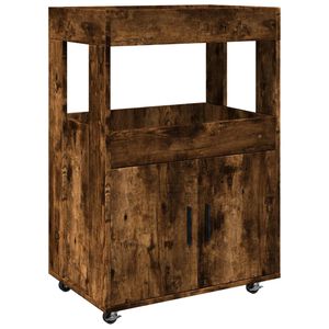 vidaXL Chariot de bar ch&ecirc;ne fum&eacute; 60x39,5x89 cm bois d'ing&eacute;nierie
