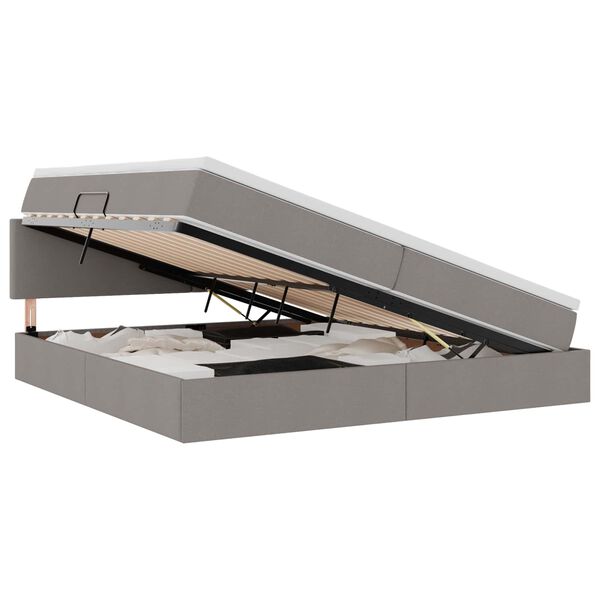 vidaXL Lit avec rangement et LED Taupe 200 x 200 cm Polyester