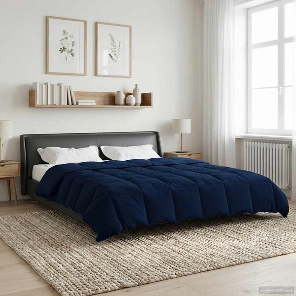vidaXL Duvet d'hiver Matelass&eacute; Bleu fonc&eacute; 200 x 220 cm Microfibre