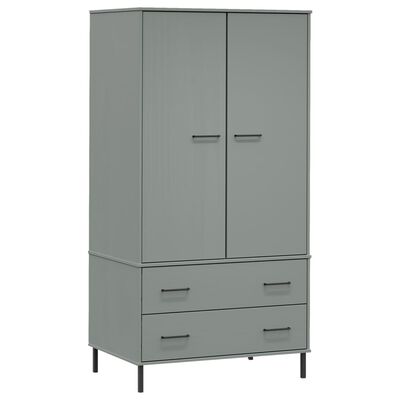 vidaXL Garde-robe avec pieds en métal Gris 90x55x172,5 cm Bois OSLO