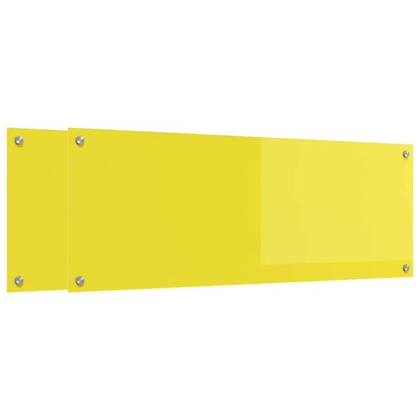 vidaXL Protection de cuisine 2 pcs Jaune 110 x 40 cm verre trempé