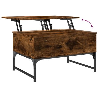 vidaXL Table basse chêne fumé 70x50x40 cm bois d'ingénierie et métal