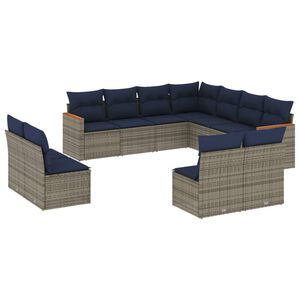 vidaXL Ensemble de canap&eacute; de jardin 11 pcs avec coussins gris r&eacute;sine tress&eacute;e