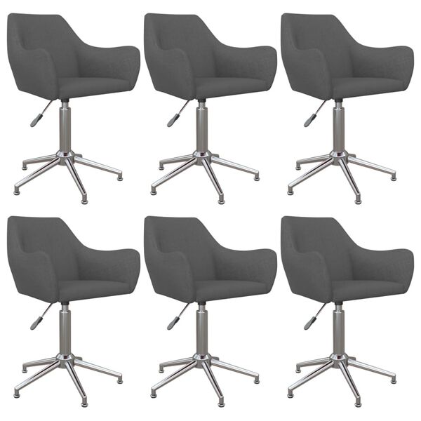 vidaXL Chaises pivotantes &agrave; manger lot de 6 Gris fonc&eacute; Tissu