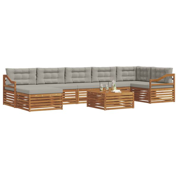 vidaXL Ensemble de canap&eacute;s d'ext&eacute;rieur 8 pcs Gris Naturel et Clair