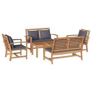 vidaXL Ensemble de canap&eacute; de jardin 5 pcs Naturel Bois de teck massif