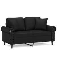 vidaXL Canapé 2 places avec oreillers décoratifs noir 120cm similicuir