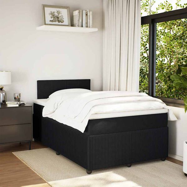 vidaXL Sommier &agrave; lattes de lit avec matelas Noir 120x200 cm Velours