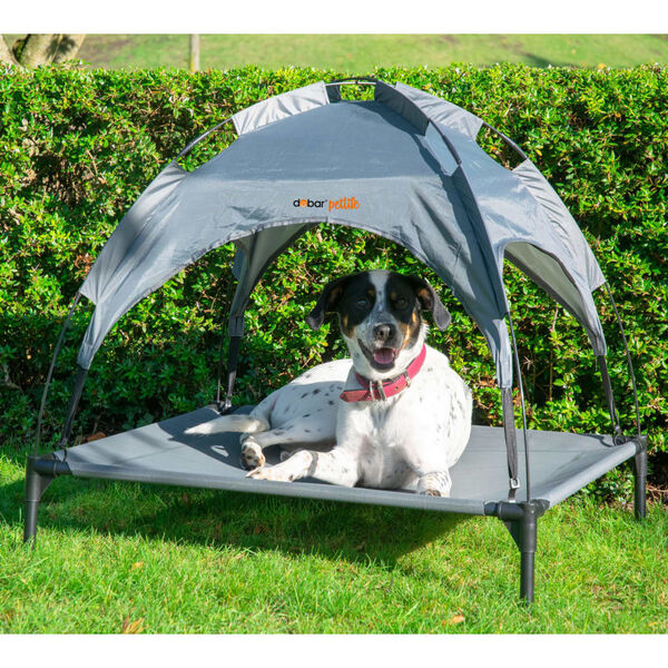 dobar Salon d'ext&eacute;rieur pour chiens avec parasol anthracite