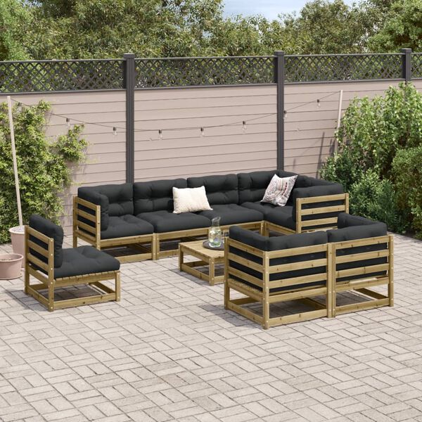 vidaXL Salon de jardin 9 pcs bois de pin impr&eacute;gn&eacute;