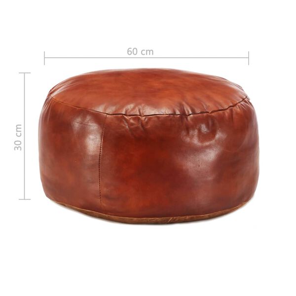 vidaXL Pouf 60 x 30 cm Brun roux Cuir véritable de chèvre