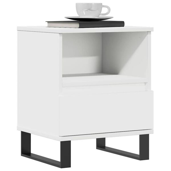 vidaXL Table de chevet Blanc 40x35x50 cm Bois d&rsquo;ing&eacute;nierie