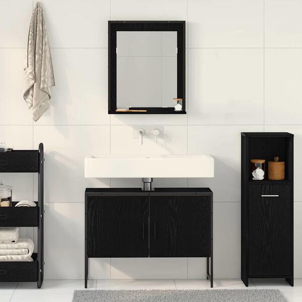 vidaXL Ensemble de mobilier de salle de bain Montage mural 2 pcs Noir