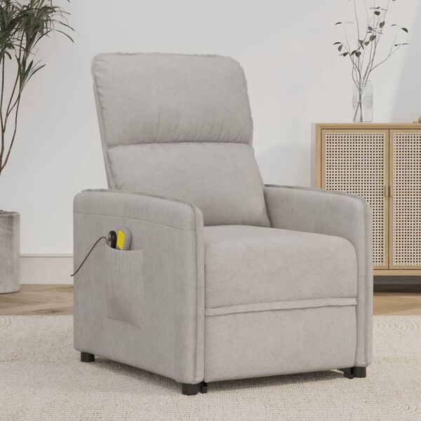 vidaXL Fauteuil de massage Gris clair Tissu microfibre